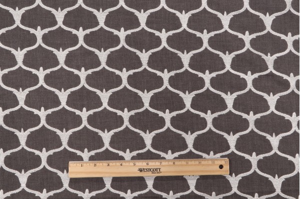 Grenelle Embroidered Drapery Fabric in Graphite