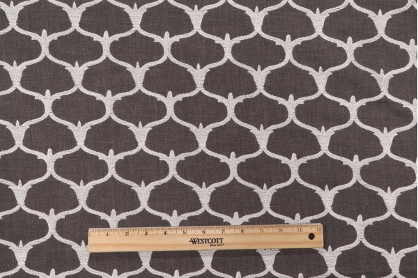 1 Yard Grenelle Embroidered Drapery Fabric in Graphite