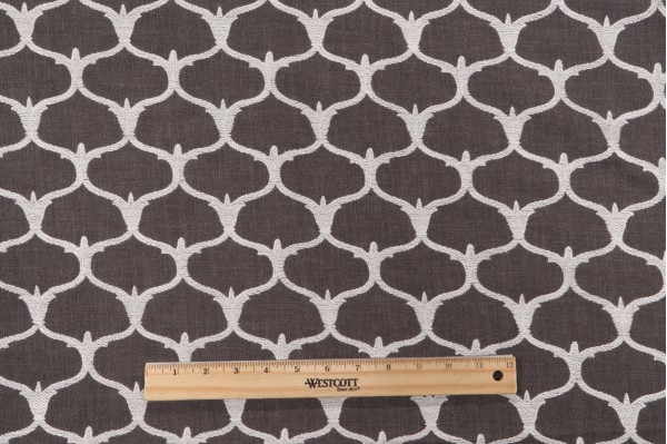 Grenelle Embroidered Drapery Fabric in Graphite