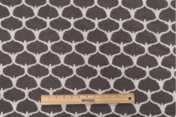 Grenelle Embroidered Drapery Fabric in Graphite