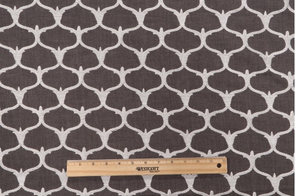 Grenelle Embroidered Drapery Fabric in Graphite