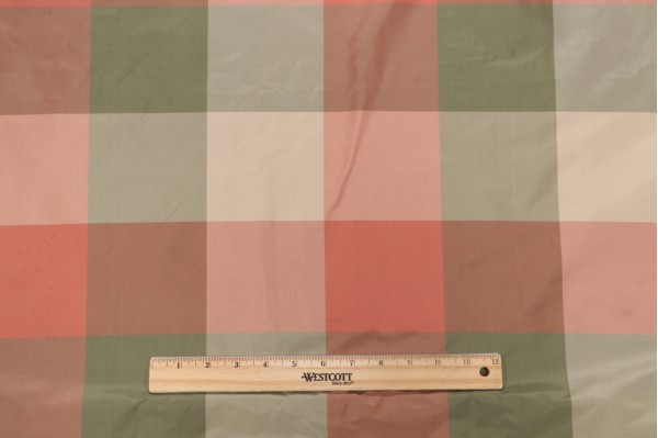 Scalamandre Majorca Plaid Silk Decorator Fabric in Multi/Coral