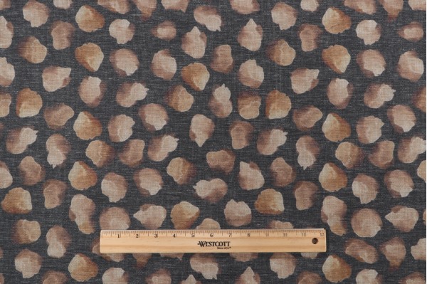 Abstract Dots Printed Linen Drapery Fabric in Topaz