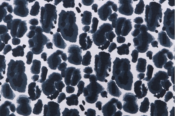 Sample of Lacefield Leopard Printed Cotton Blend Drapery Fabric in Cadet 