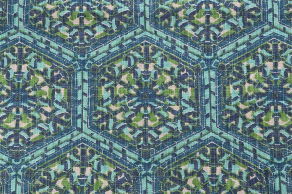 Lacefield Shinto Printed Cotton Blend Drapery Fabric in Aegean 