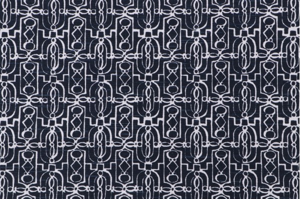 Click for Lacefield Lucia Printed Cotton Drapery Fabric in Navy  Lacefield Lucia Printed Cotton Drapery Fabric in Navy
