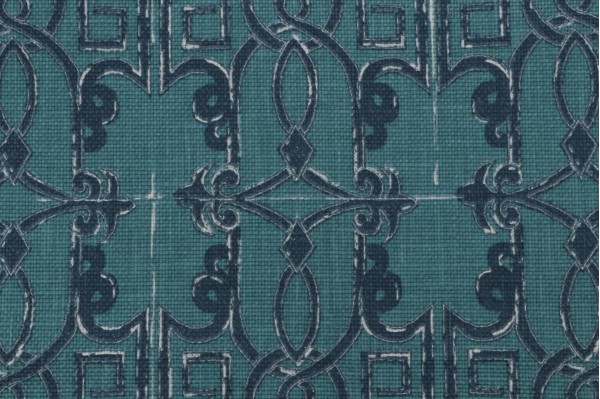 Lacefield Seville Printed Cotton Blend Drapery Fabric in Prussian Blue 