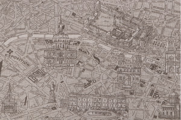 Lacefield Parisienne Printed Linen Drapery Fabric in Pewter 