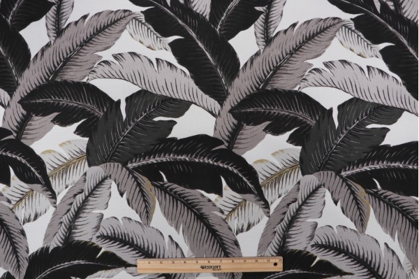 Tommy Bahama Swaying Palms Printed Polyester Outdoor Fabric in Onyx