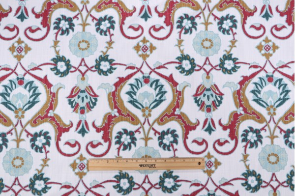 Sample of Lacefield Iznet Printed Cotton Blend Drapery Fabric in Madeira 