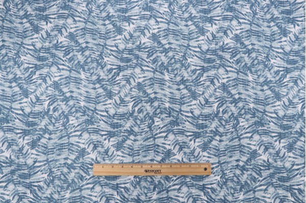 Lacefield Fern Printed Cotton Blend Drapery Fabric in Blueridge