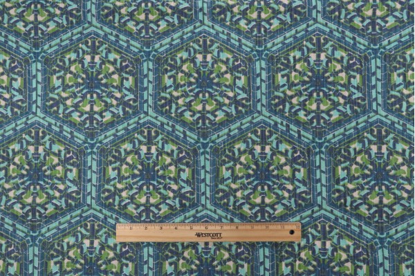 Lacefield Shinto Printed Cotton Blend Drapery Fabric in Aegean 