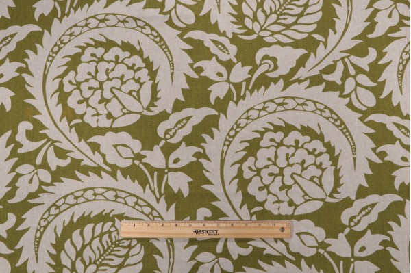 Lacefield Lisbon Printed Cotton Blend Drapery Fabric in Olive 