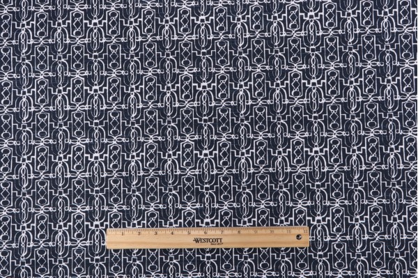 Click for Lacefield Lucia Printed Cotton Drapery Fabric in Navy  Lacefield Lucia Printed Cotton Drapery Fabric in Navy
