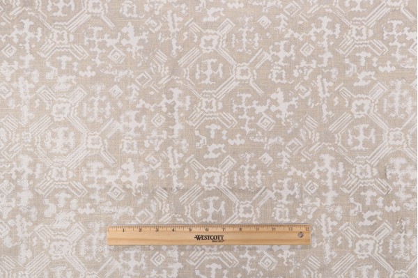 Sample of Lacefield Nomad Printed Linen Blend Drapery Fabric in Chalk 