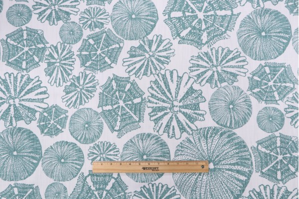 Lacefield Ula Printed Cotton Blend Drapery Fabric in Teal