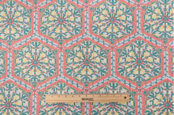 Click for Lacefield Shinto Printed Cotton Blend Drapery Fabric in Coral  Lacefield Shinto Printed Cotton Blend Drapery Fabric in Coral