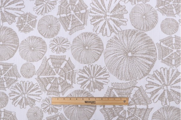 Sample of Lacefield Ula Printed Cotton Blend Drapery Fabric in Linen 