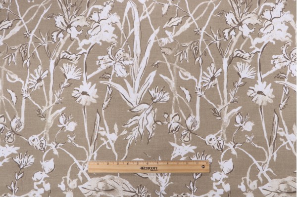 Lacefield Garden Party Printed Cotton Blend Drapery Fabric in Sand 