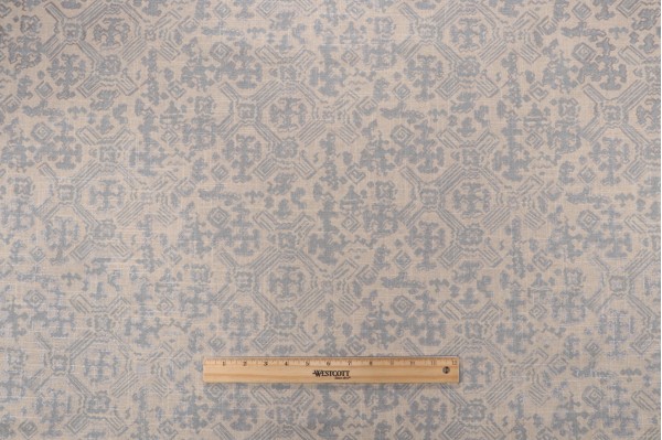 Sample of Lacefield Nomad Printed Linen Blend Drapery Fabric in Swedish Blue 