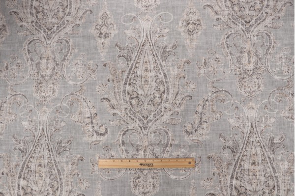 P Kaufmann Fair Trade Printed Linen Blend Drapery Fabric in Thuder