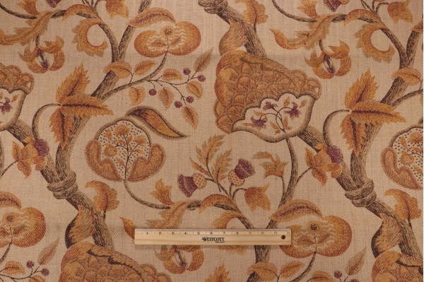 Scalamandre Edinburgh Stripe Hessian Printed Jute Drapery Fabric in Bronze