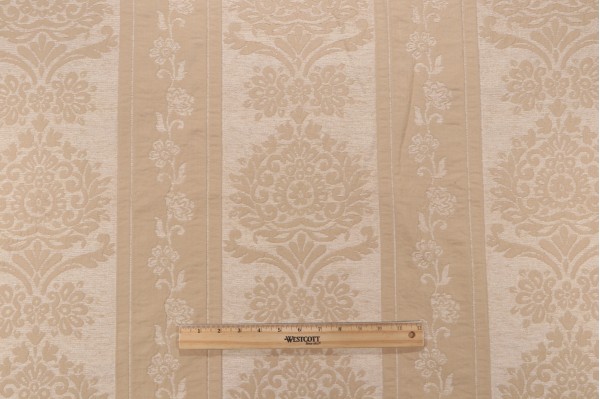 Grey Watkins Ravenna Chenille Damask Upholstery Fabric in Beige