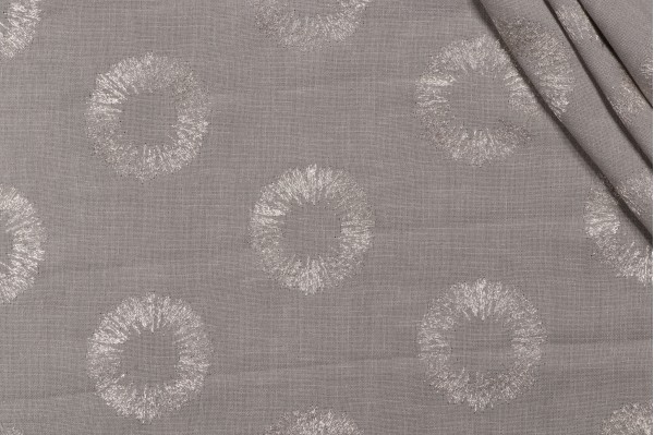 Solange Semi-Sheer Embroidered Drapery Fabric in Platinum