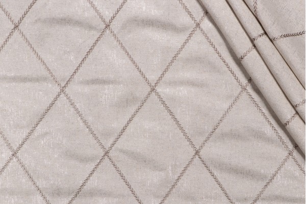 1 Yard Starling Embroidered Drapery Fabric in Taupe