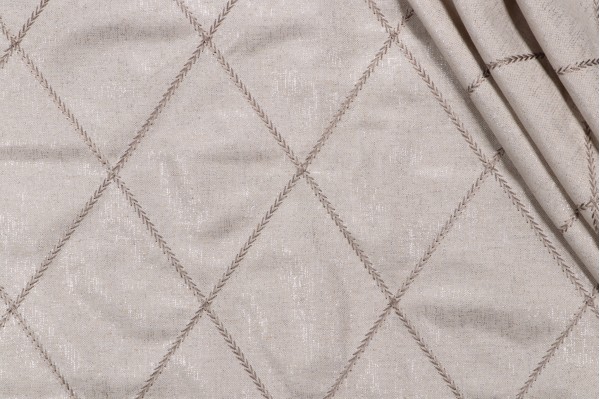 Starling Embroidered Drapery Fabric in Taupe