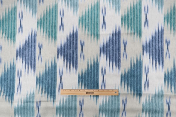 Braemore Manisa Printed Linen Drapery Fabric in Ocean