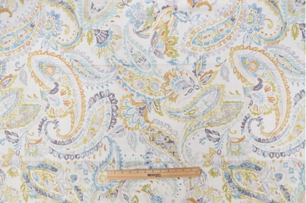 Grinnell Printed Drapery Fabric in Aqua