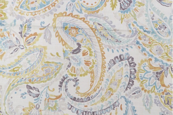 Grinnell Printed Drapery Fabric in Aqua