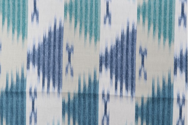 1 Yard Braemore Manisa Printed Linen Drapery Fabric in Ocean