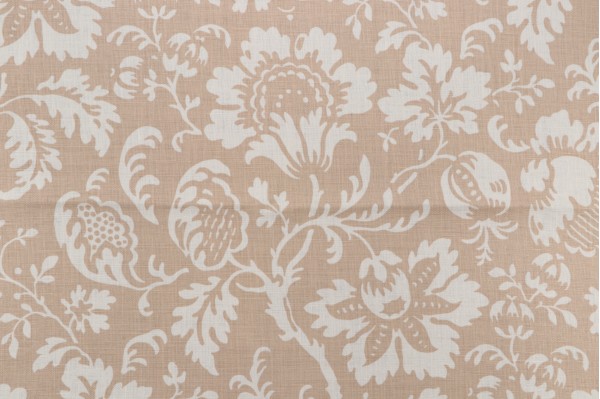 Scalamandre Ellen Printed Linen Drapery Fabric in Beige