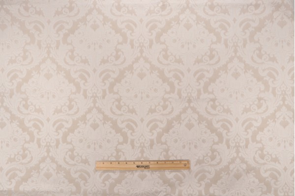 Scalamandre Messina Damask Matelasse Upholstery Fabric in Beige
