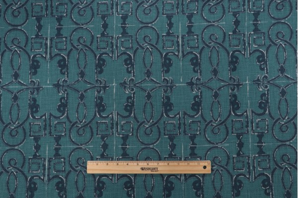 Lacefield Seville Printed Cotton Blend Drapery Fabric in Prussian Blue