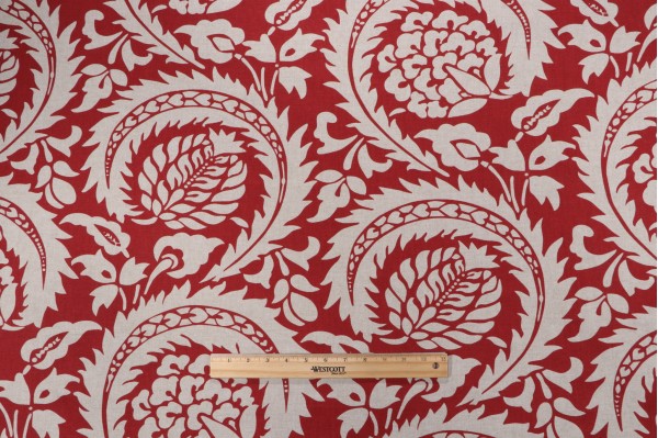 Lacefield Lisbon Printed Cotton Blend Drapery Fabric in Red