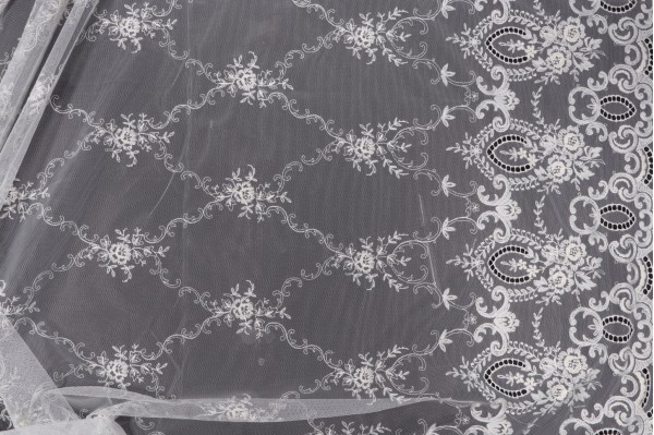 Scalamandre Charolais Sheer Lace Drapery Fabric in Ecru/Matte