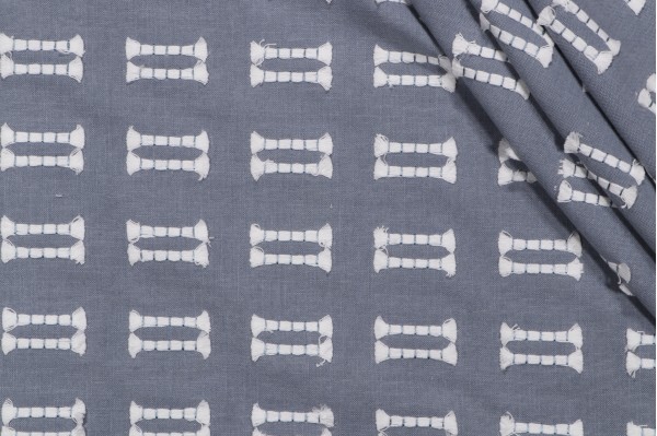 Waverly Tassel Embroidered Drapery Fabric in Seaside