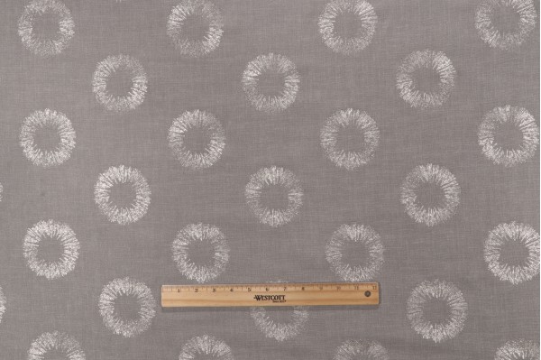 Solange Embroidered Drapery Fabric in Platinum
