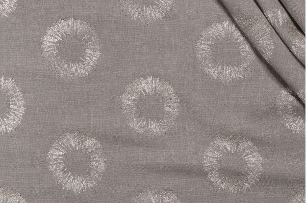 Solange Embroidered Drapery Fabric in Platinum