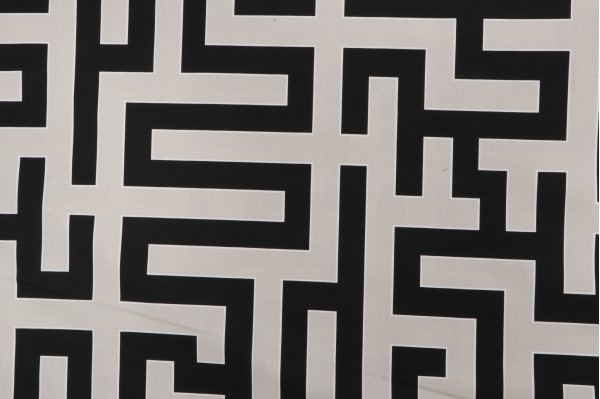 Grey Watkins Long Garden Printed Drapery Fabric in Oyster/Black