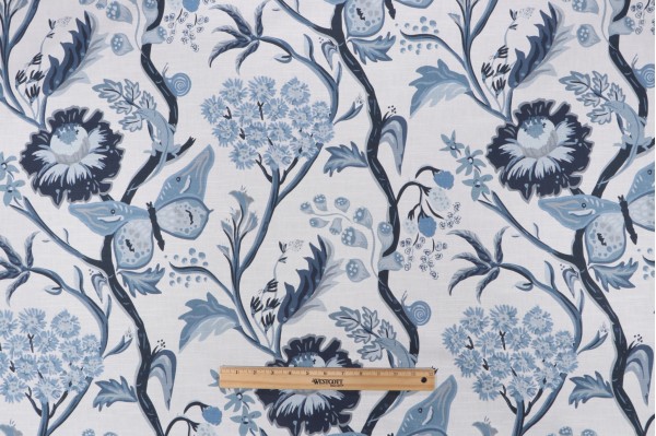 Lacefield Lively Printed Cotton Blend Drapery Fabric in Blue