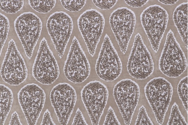 Lacefield Anya Printed Cotton Drapery Fabric in Sand 
