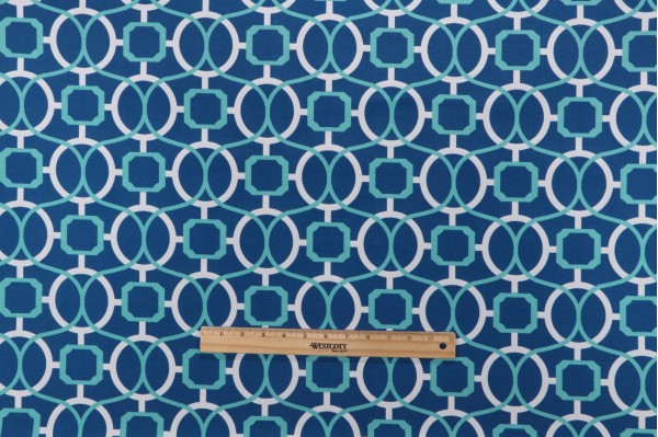 Sample of Bryant Fabrics Helix Printed Polyester Outdoor Fabric in Cobalt 
