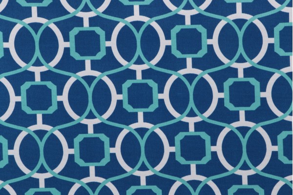 Sample of Bryant Fabrics Helix Printed Polyester Outdoor Fabric in Cobalt 