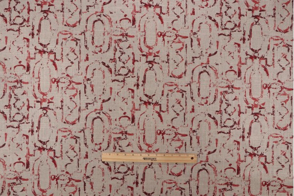Lacefield Miramar Printed Linen Blend Drapery Fabric in Garnet 