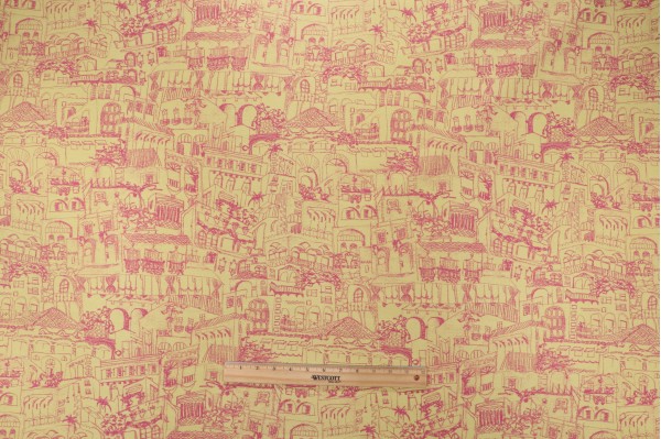 Lacefield Terra Printed Cotton Drapery Fabric in Chartreuse 