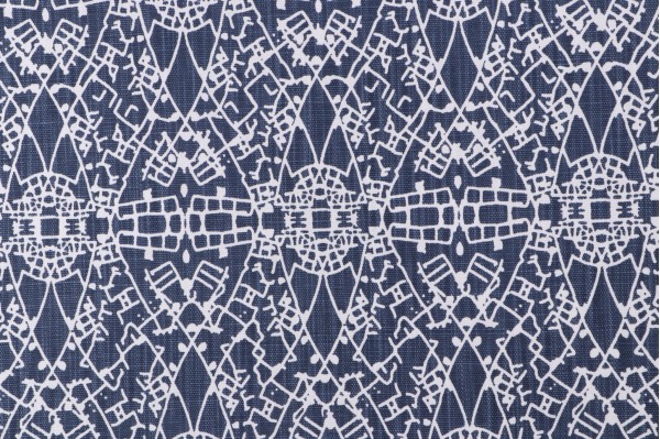 Lacefield Caledonia Printed Cotton Blend Drapery Fabric in Navy 